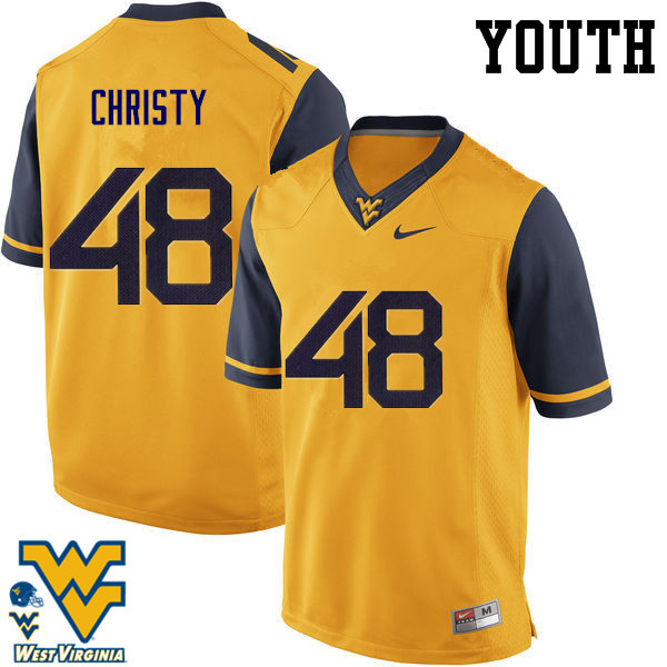 NCAA Youth Mac Christy West Virginia Mountaineers Gold #48 Nike Stitched Football College Authentic Jersey NZ23U83LL